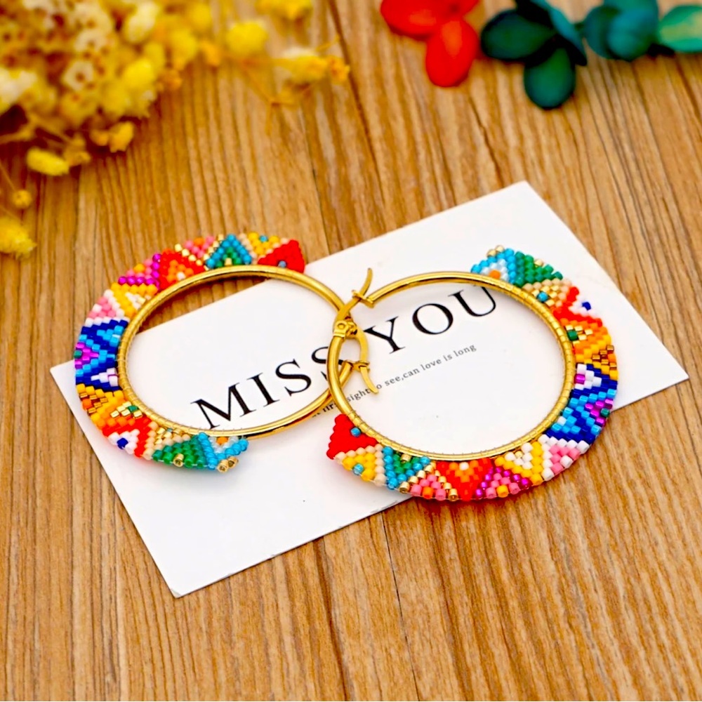 Bohemia Rainbow Hoop Earrings